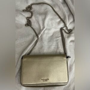 NWOT Kate Spade Gold Crossbody Bag with Structured Design